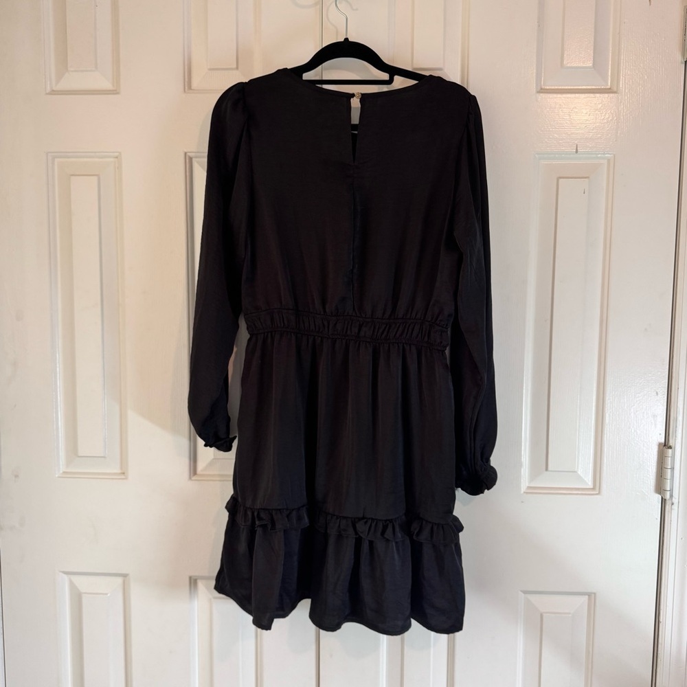 Knox Rose Black Long Sleeve Ruffle Hem Dress - Picture 6 of 6